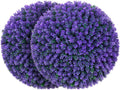 16.7 Inch Artificial Pine Cone Topiary Balls Set of 2, Purple Boxwood Balls with 7 Layers Leaves UV Protection Faux Evergreen Plants Outside Decor for Porch Garden Backyard