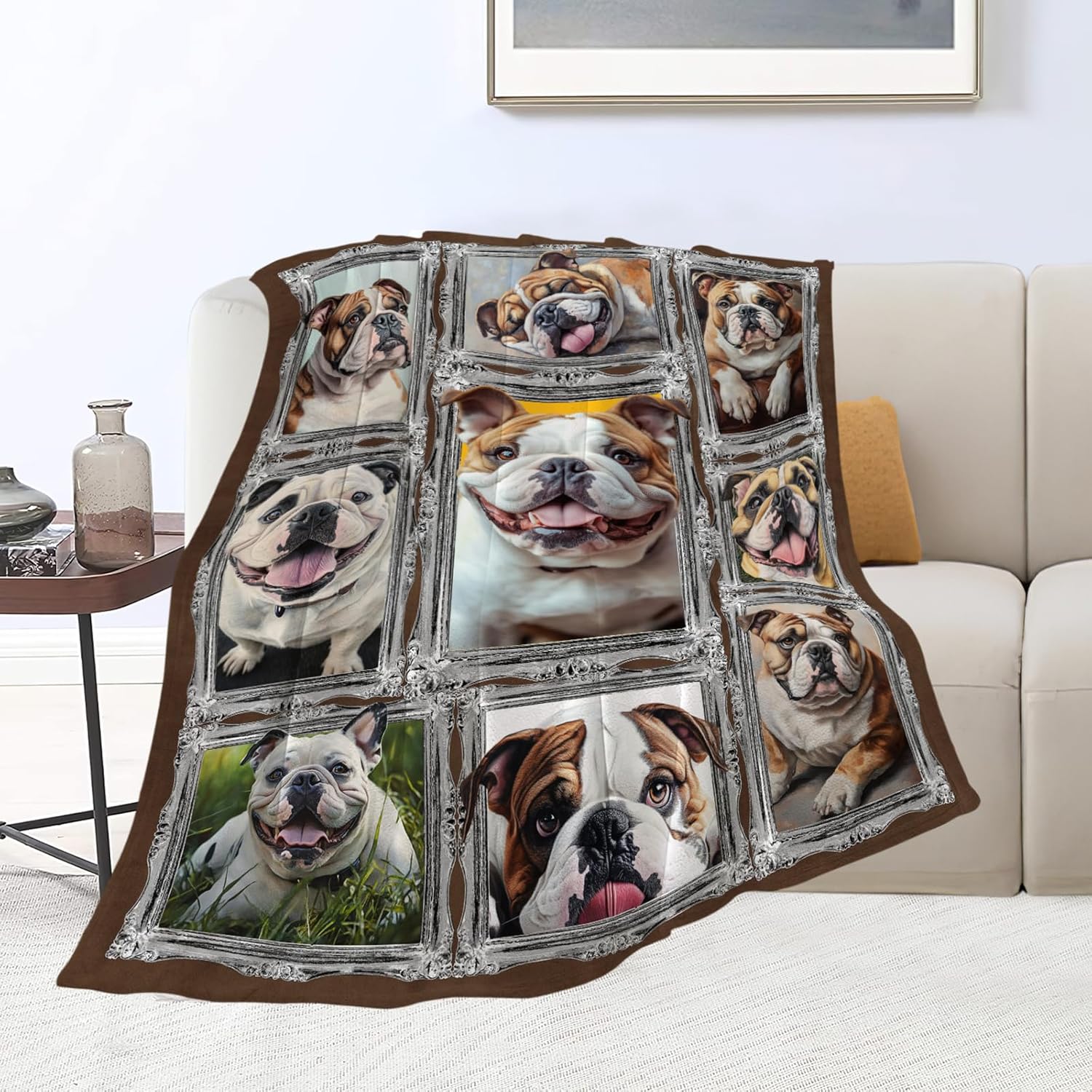 Bulldog Blanket Dog Animal Lover Throw Blankets Gifts for Girls Boys Kids Soft Cozy Fleece Plush for Couch Sofa Bed 60"x50"