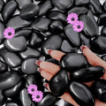 6lb Black River Rocks for Plants Indoor, 1-2Inch Pebbles for Vases Fillers, Decorative Gravel for Fish Tank, Natural Polished Stones for Succulent, Bonsai, Landscaping, Bird Baths