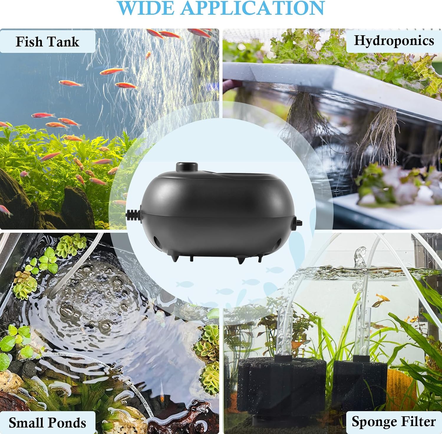 FEDOUR 2.5W 4W 6W Aquarium Air Pump, Powerful Adjustable Fish Tank Oxygen Pump for up to 300Gallon Fish and Turtle Tank, Quiet Aquarium Air Bubbler (2.5W for up to 100gallon)