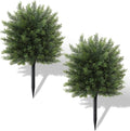 DEMIUKO 21.6" Artificial Cypress Topiary Trees with Ground Spike, Set of 2 Faux Cypress Shrubs UV Resistant Fake Plants Evergreen Bushes for Indoor Outdoor Front Porch Garden Home Decor