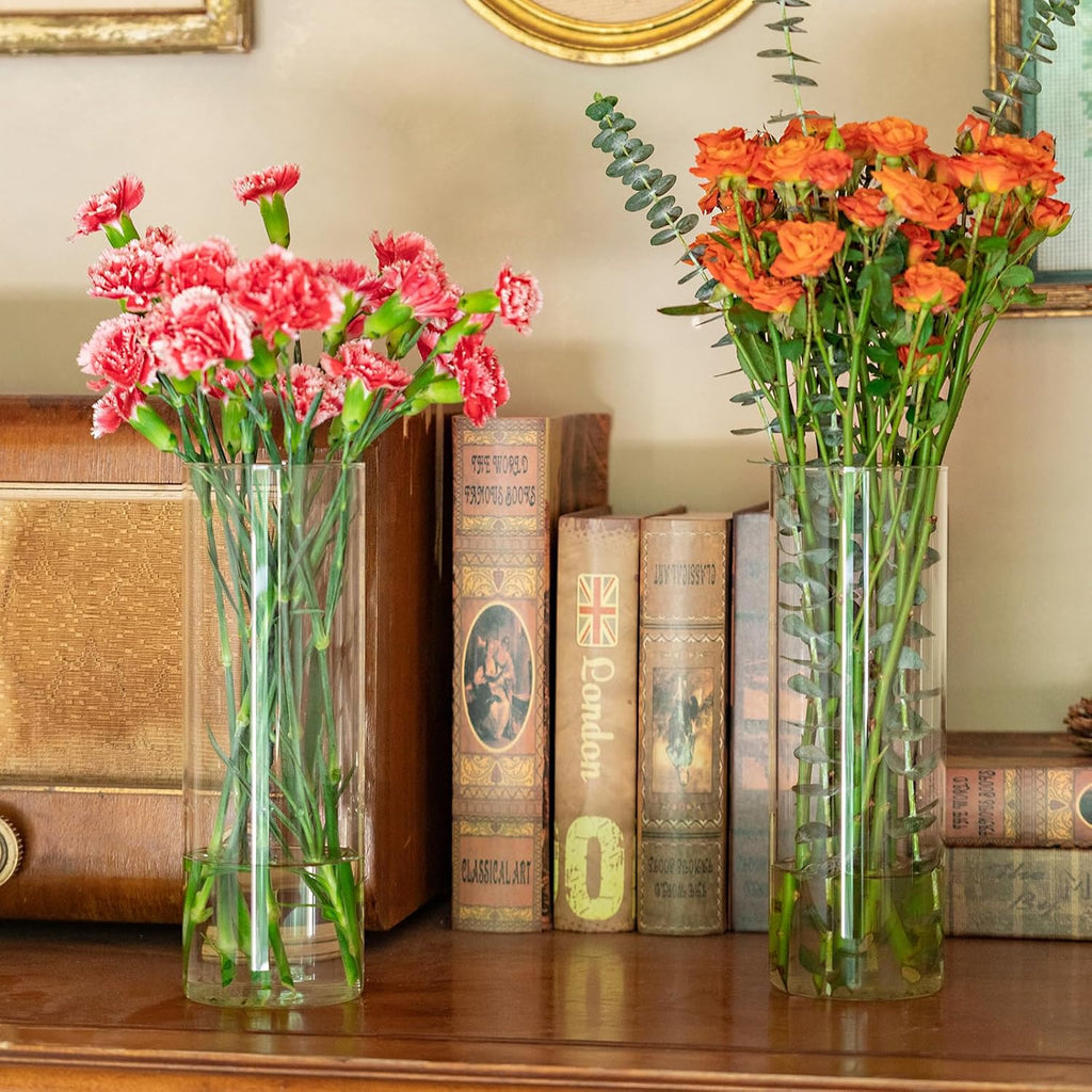 7pcs Glass Cylinder Vases for Centerpieces - 10 Inch Tall Glass Vases for Flower, Clear Flower Vase Bulk Floating Candle Vase for Table Centerpiece Wedding Home Décor