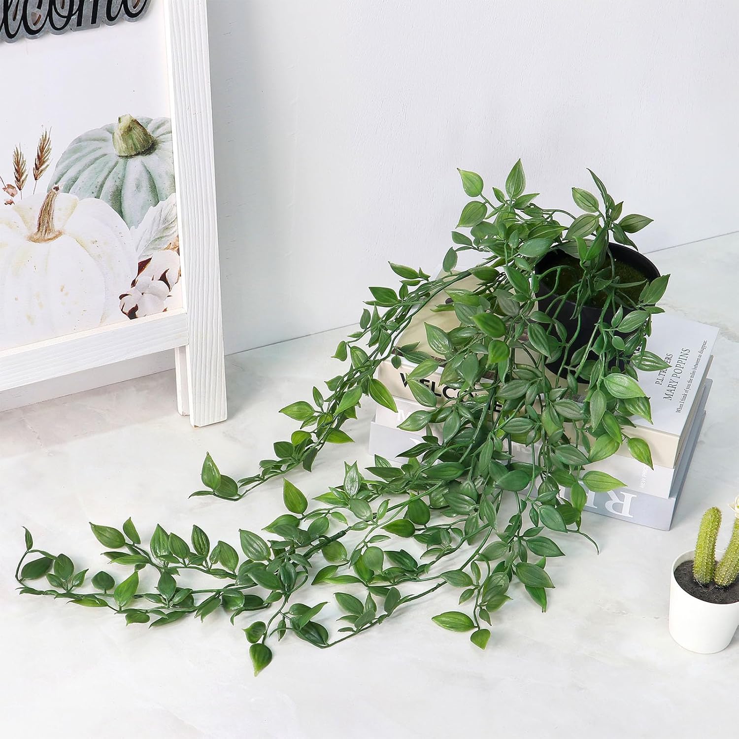 Fake Hanging Plants Artificial Small Potted Plants Mandala Leaves Faux Vines Indoor Greenery Plant for Living Room Shelf Decor (1 PCS)