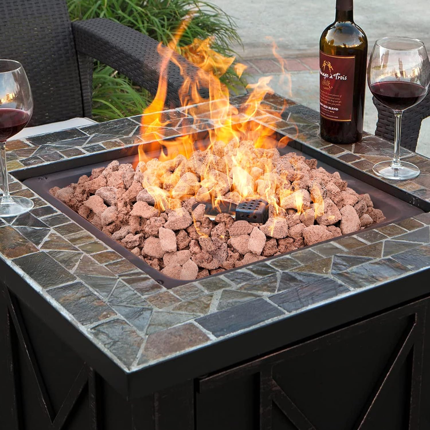Onlyfire Red Lava Rock 10 Pounds Volcanic Lava Stones for Indoor Outdoor Fire Pits Fireplaces Gas Grill and Landscaping, 0.8-1.2 Inch