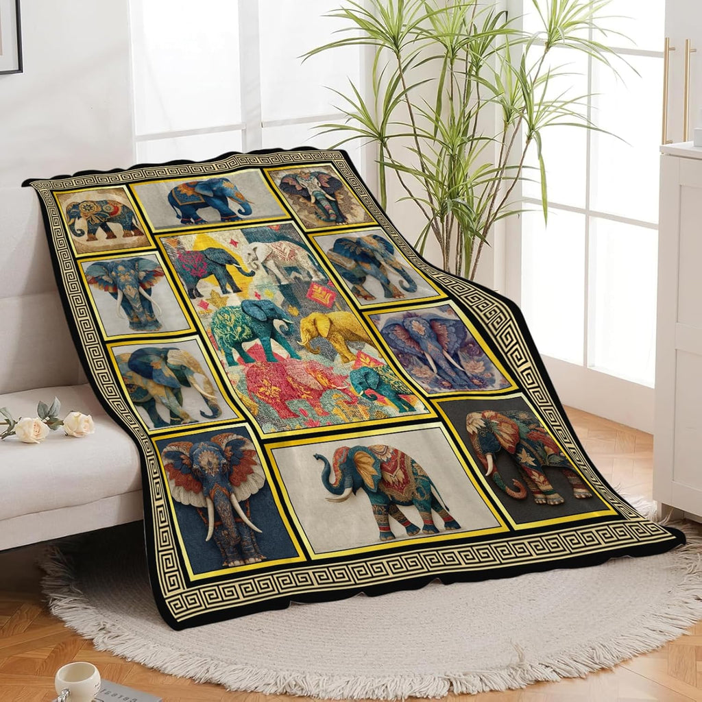 Elephant Throw Blanket Elephant Stuff Gifts for Kids Girls Boys Adults Women Men Soft Cozy Warm Plush Fluffy Fuzzy Fleece Blanket Decor 40''X50''