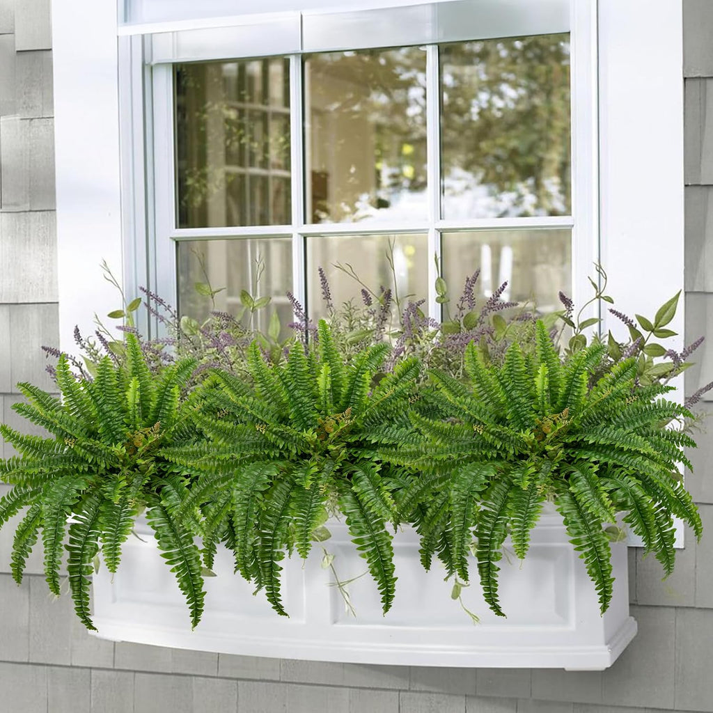 Ferns Artificial Plants 33.5" Dia. Faux Ferns for Outdoor Planter Large Fake Ferns Look Real Artificial Ferns with 60 Fronds Hanging Boston Fern Fake Plant Shrubs for Home Farmhouse Garden Porch Decor