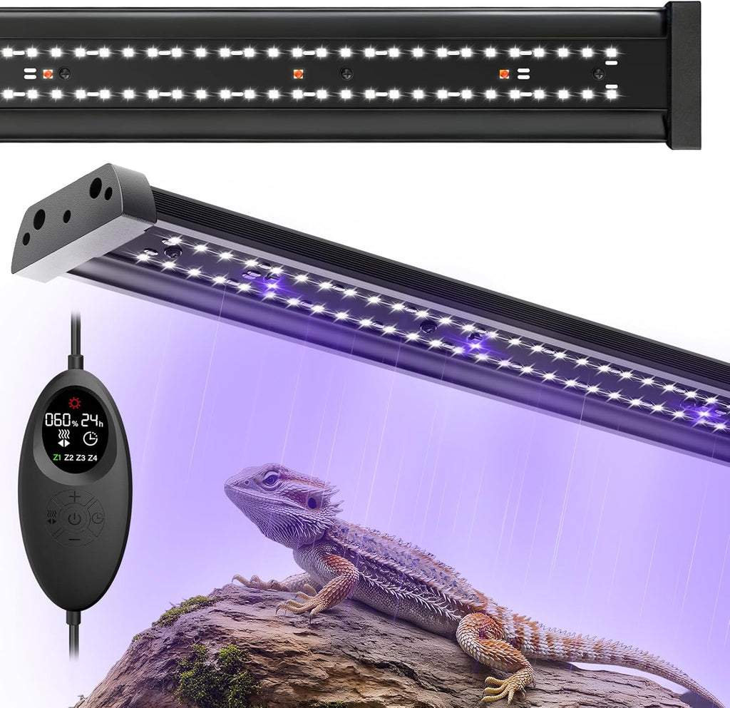UVB Light for Reptiles, 28.5IN 18W LED UVA UVB Terrarium Lamp with 4 Auto Modes for Ferguson Zones, Terrarium Lamp for Bearded Dragons, Leopard Gecko, Snake, Turtle & More