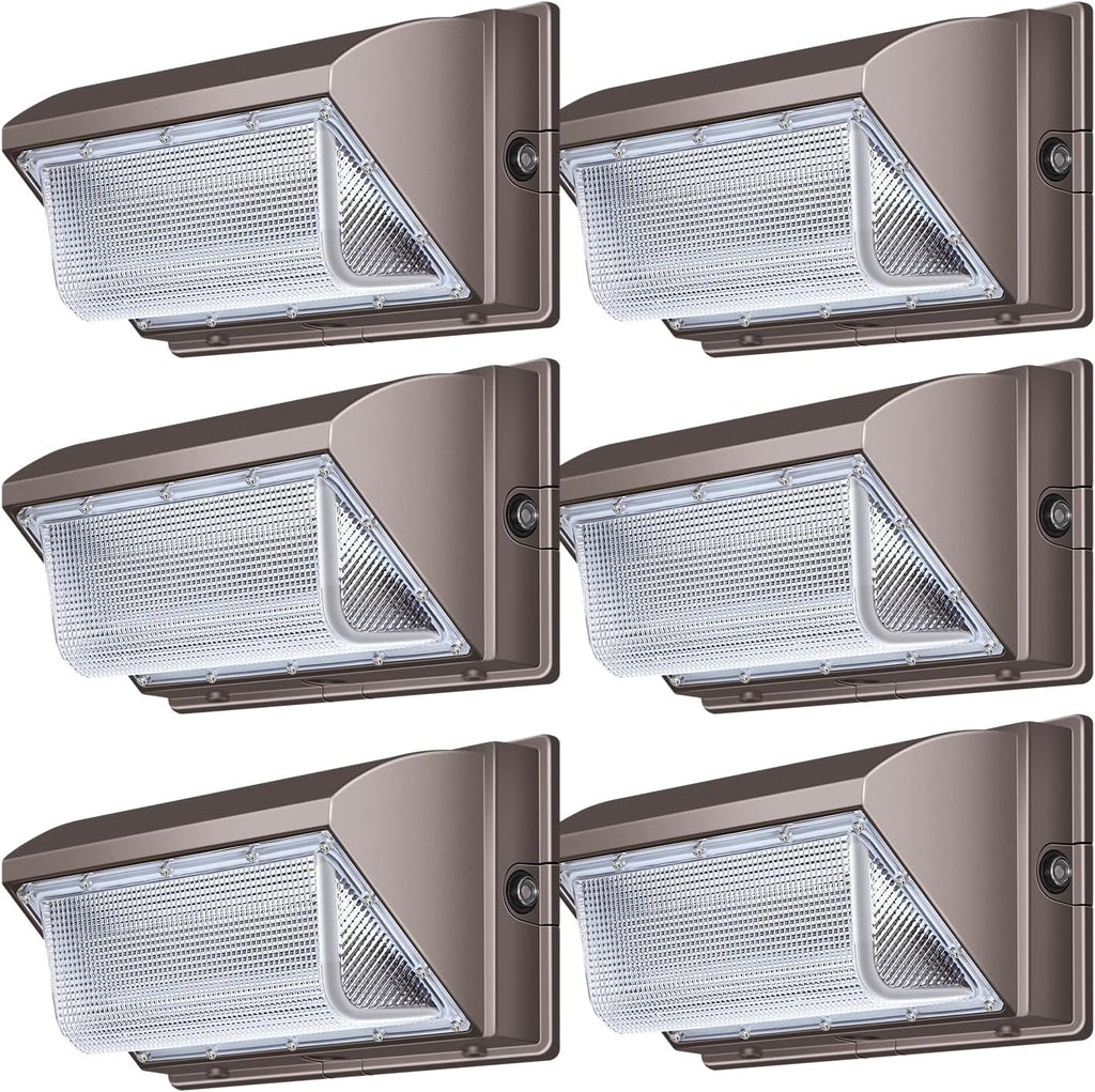 ledmo LED Wall Pack Light, 15840LM Daylight Outdoor Security Lighting, Commercial and Industrial Outdoor Wall Pack Lights, 5000K IP65 Waterproof for Garage Yard 120W 6 Pack No Photocell