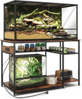 Reptile Tank Stand with Power Outlets，48" X 24" Tabletop Fits up to 120 Gallon Bearded Dragon Enclosure Stand，Double Snake Terrarium Table with Light