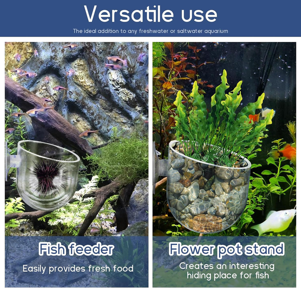 2Pcs Aquarium Plant Holder Suction Cup Planter Fish Tank Plant Pots Clear Acrylic Aquatic Plants Pot Aquarium Plants Cup for Fish Tank Aquascape Decorations Water Culture Decor
