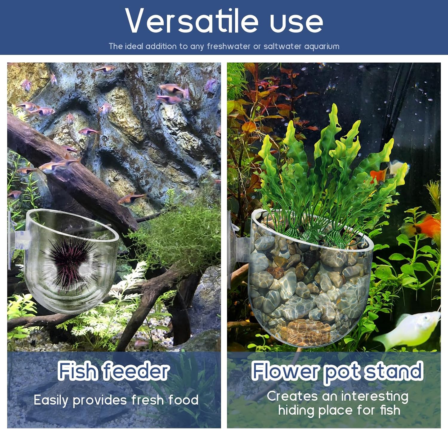 2Pcs Aquarium Plant Holder Suction Cup Planter Fish Tank Plant Pots Clear Acrylic Aquatic Plants Pot Aquarium Plants Cup for Fish Tank Aquascape Decorations Water Culture Decor