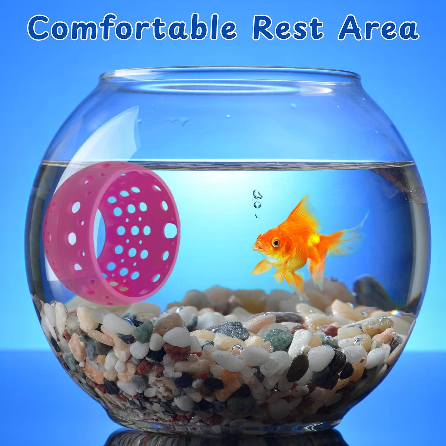 Betta Hideout Resting Spot with Filter Ball, Betta Fish Hides and Nitrifying Balls, Hammock Float Aquarium Accessories, Aquatic Tunnel with Suction Cups, Fish Tank Decorations, Aquarium Decor (Pink)