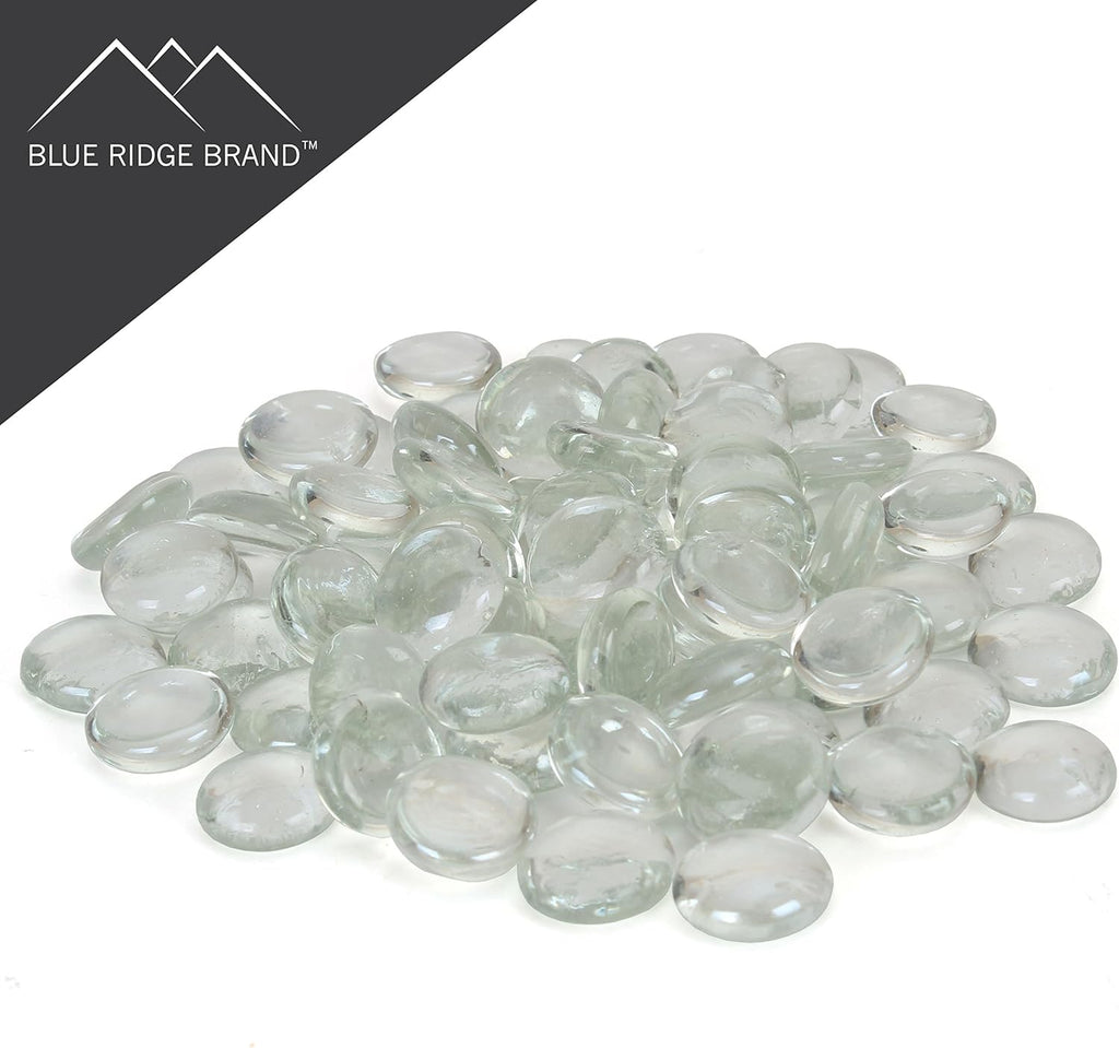 Reflective Fire Pit Glass Beads - Professional Grade Fire Glass for Fire Pit - 3/4" Firepit Glass Rock - Glass Stones - Gas & Propane Fireplace Glass (20 Pound, Clear)