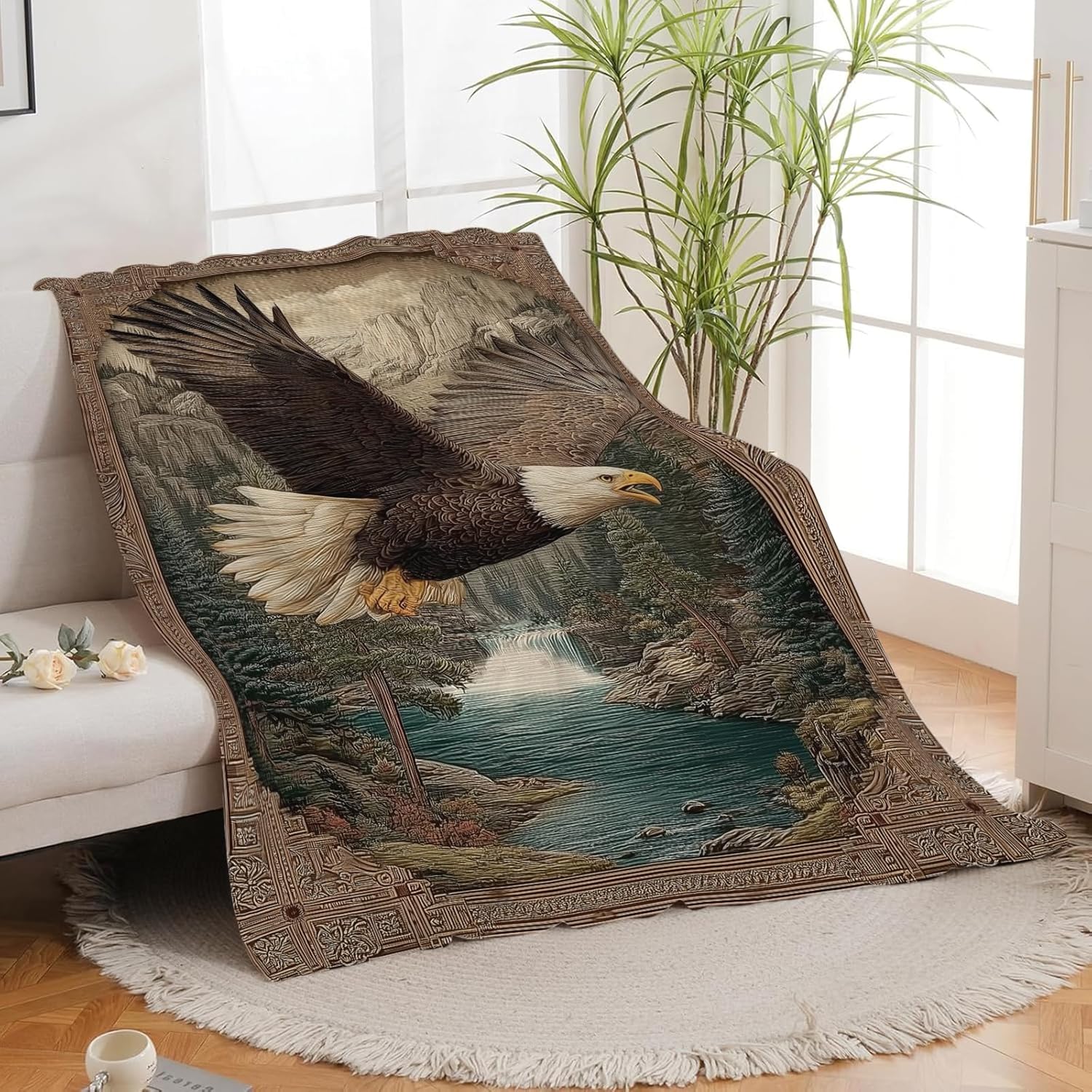 Bald Eagle Throw Blanket Eagle Stuff Gifts for Kids Girls Boys Adults Women Men Soft Cozy Warm Plush Fluffy Fuzzy Fleece Blanket Decor 60''X80''