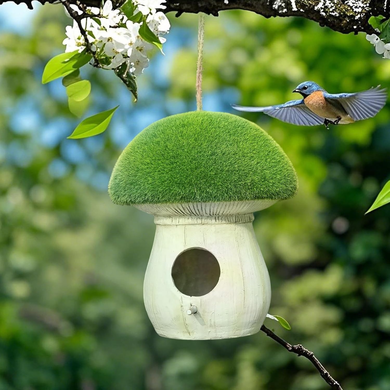 Topadorn Bird Houses for Outside Patio Garden Decorative, Hanging Birdhouse for Blue Bird, Sparrow, Chickadee