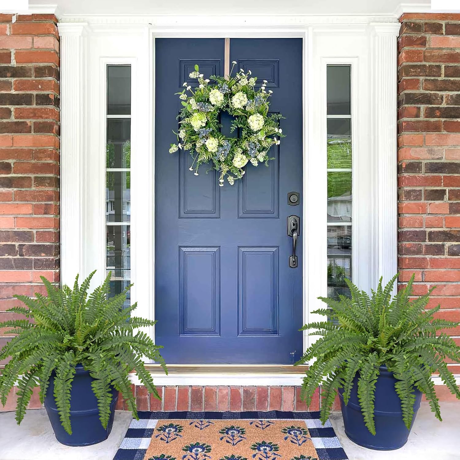 Ferns Artificial Plants 33.5" Dia. Faux Ferns for Outdoor Planter Large Fake Ferns Look Real Artificial Ferns with 60 Fronds Hanging Boston Fern Fake Plant Shrubs for Home Farmhouse Garden Porch Decor