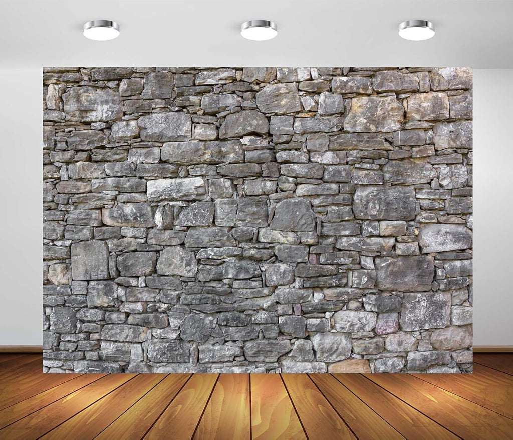 9x6ft Fabric Ancient Stone Wall Backdrop Gray Brick Stone Wall Textured Rock Wall Background Boy Kid Adult Artistic Portrait Photo Shoot Studio