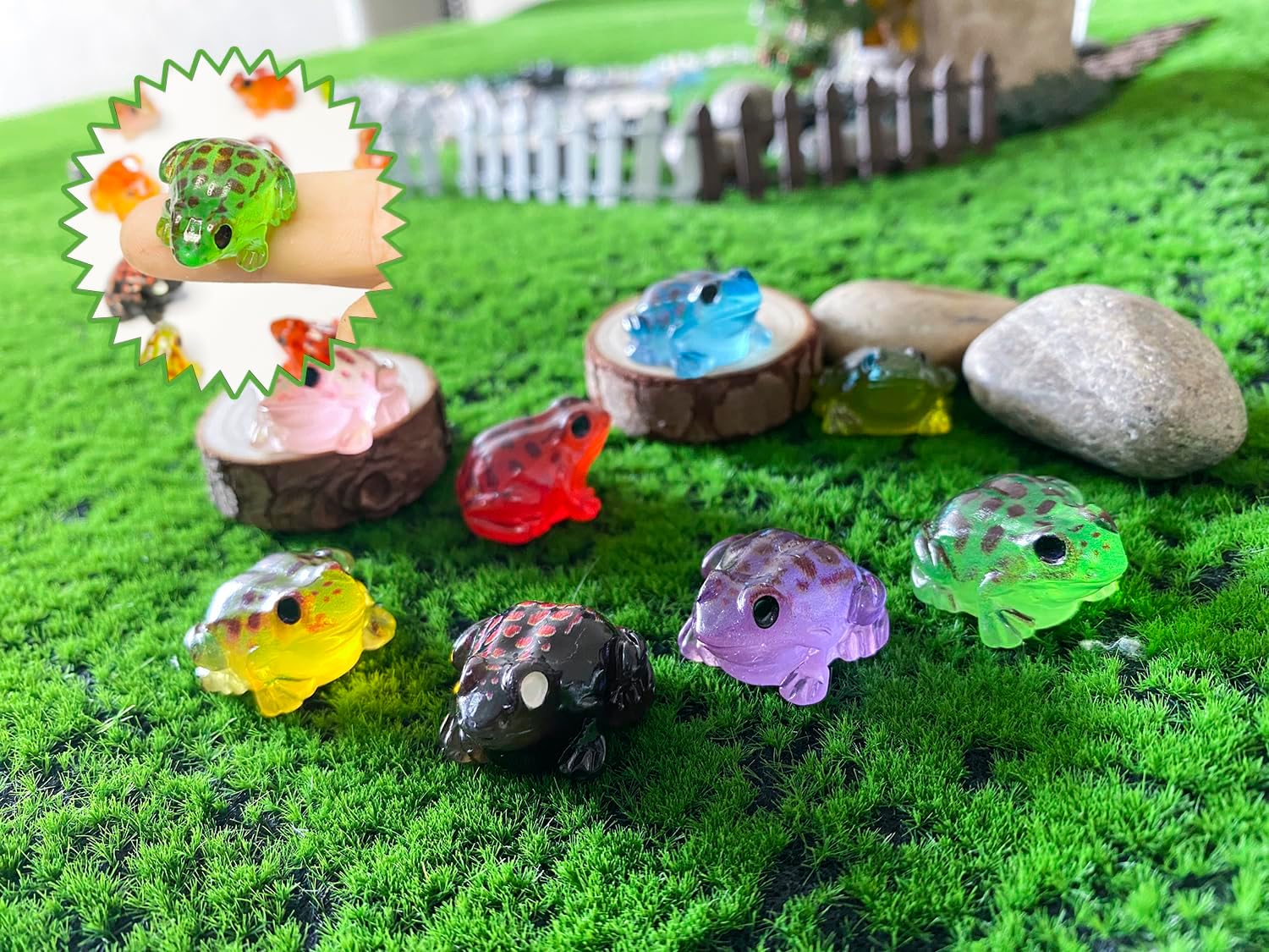 40 Pieces Resin Mini Frogs Luminous Mini Animals 10 Colors Tiny Animals for Crafts Dollhouse Fairy Garden Micro Moss Landscape Aquarium Potted Plant Decor (Frog2)