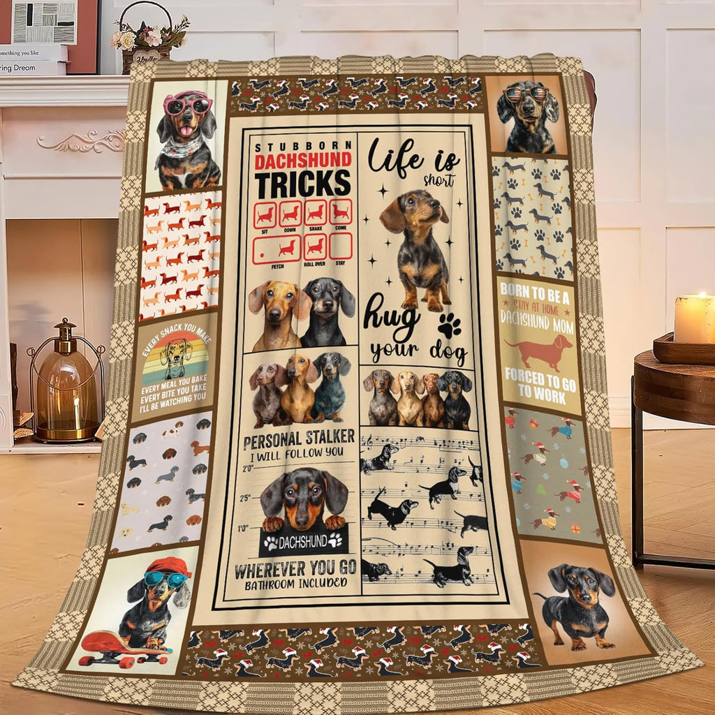 Dachshund Throw Blanket Dachshund Puppy Stuff Weiner Dog Gifts for Women Adults Men Dog Lover Kids Girls Boys Soft Cozy Warm Plush Fluffy Fuzzy Fleece Blanket Decor 50''X60''