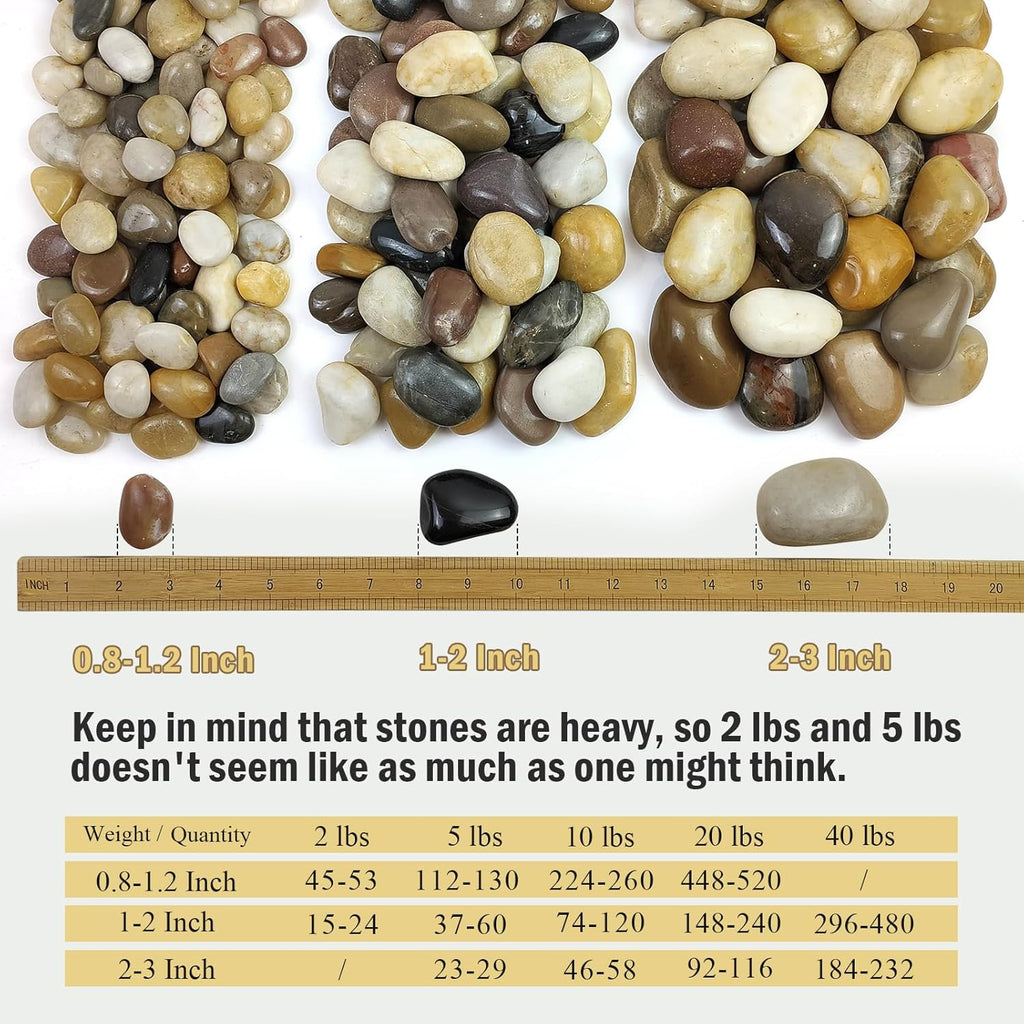 5 lbs Large River Rocks for Plants, 2-3 inch Polished Pebbles for Indoor Plants, Decorative River Stones for Planters Vase Aquarium and Outdoor Garden Landscaping Rocks