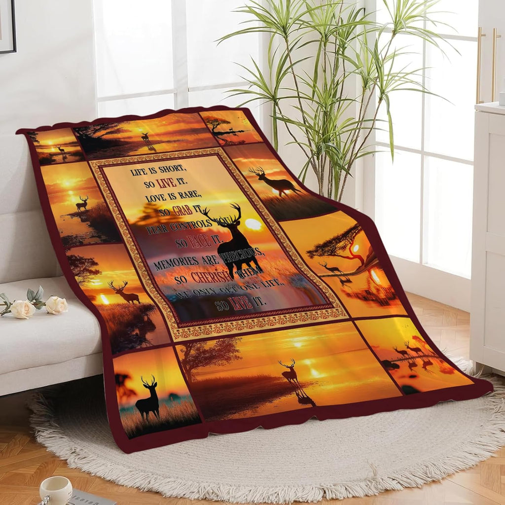 Deer Throw Blanket Deer Elk Stuff Gifts for Kids Girls Boys Adults Women Men Soft Cozy Warm Plush Fluffy Fuzzy Fleece Blanket Decor 40''X50''