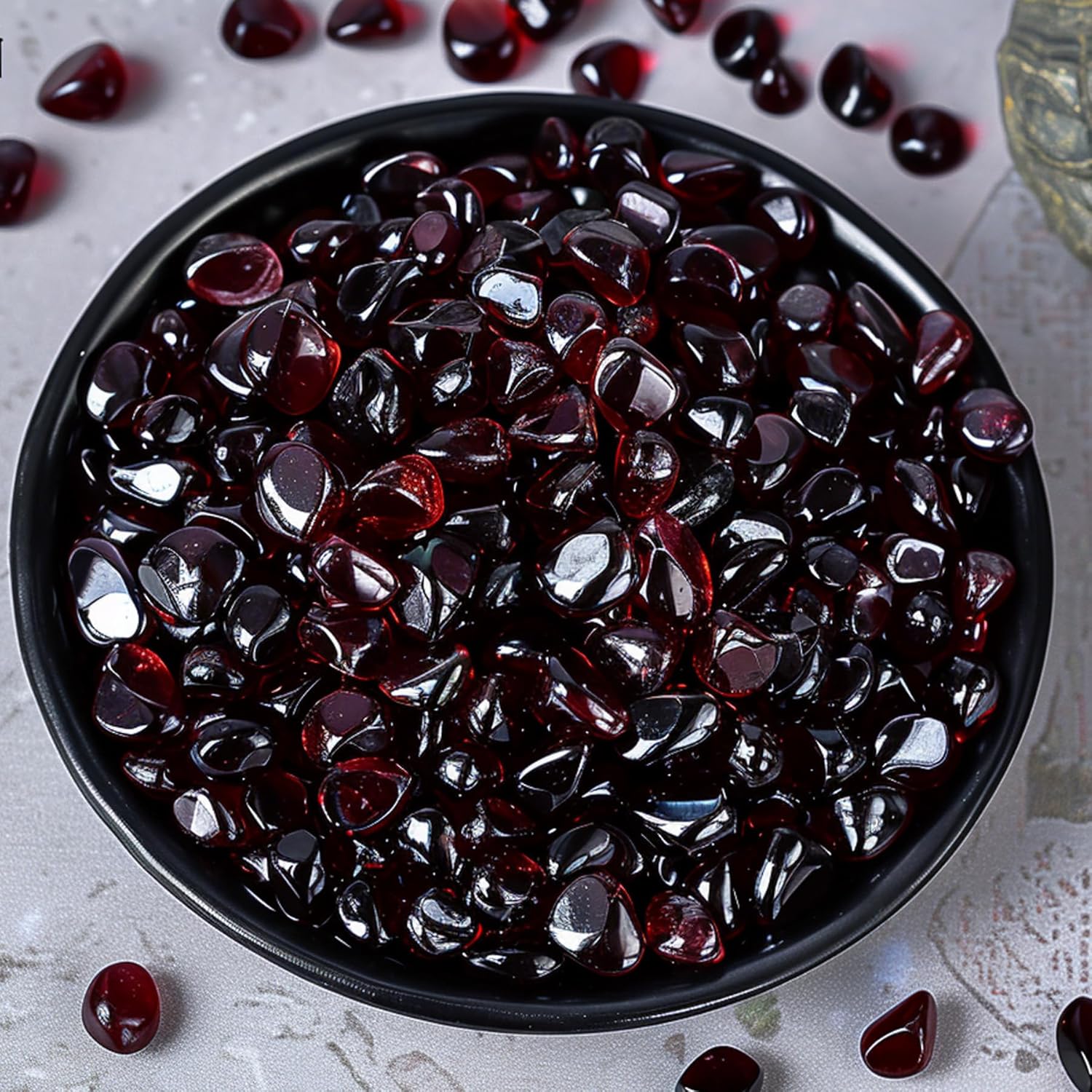 Polished Garnet Crystal Chips 200 Pcs - 0.3" 10 oz Tumbled Stone Chips Crushed Sea Glass Stones Healing Reiki Crystal Jewelry Making Home Decoration