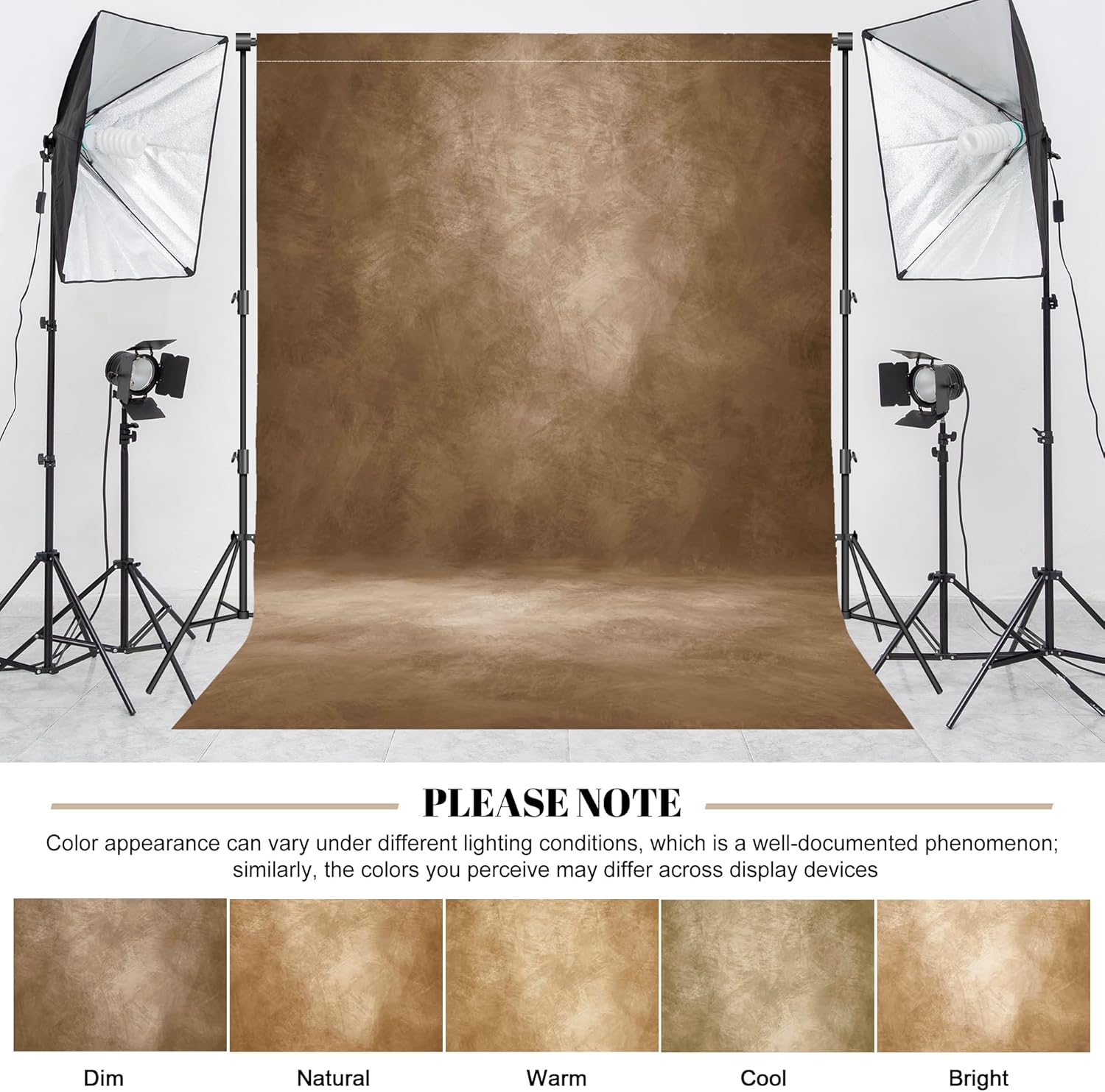 Abstract Professional Photography Backdrop for Portrait Photo Props Booth Background Photoshoot Studio with Polyester Fabric Roller Pocket on Top(6x8ft, Dark Brown,No Stand)