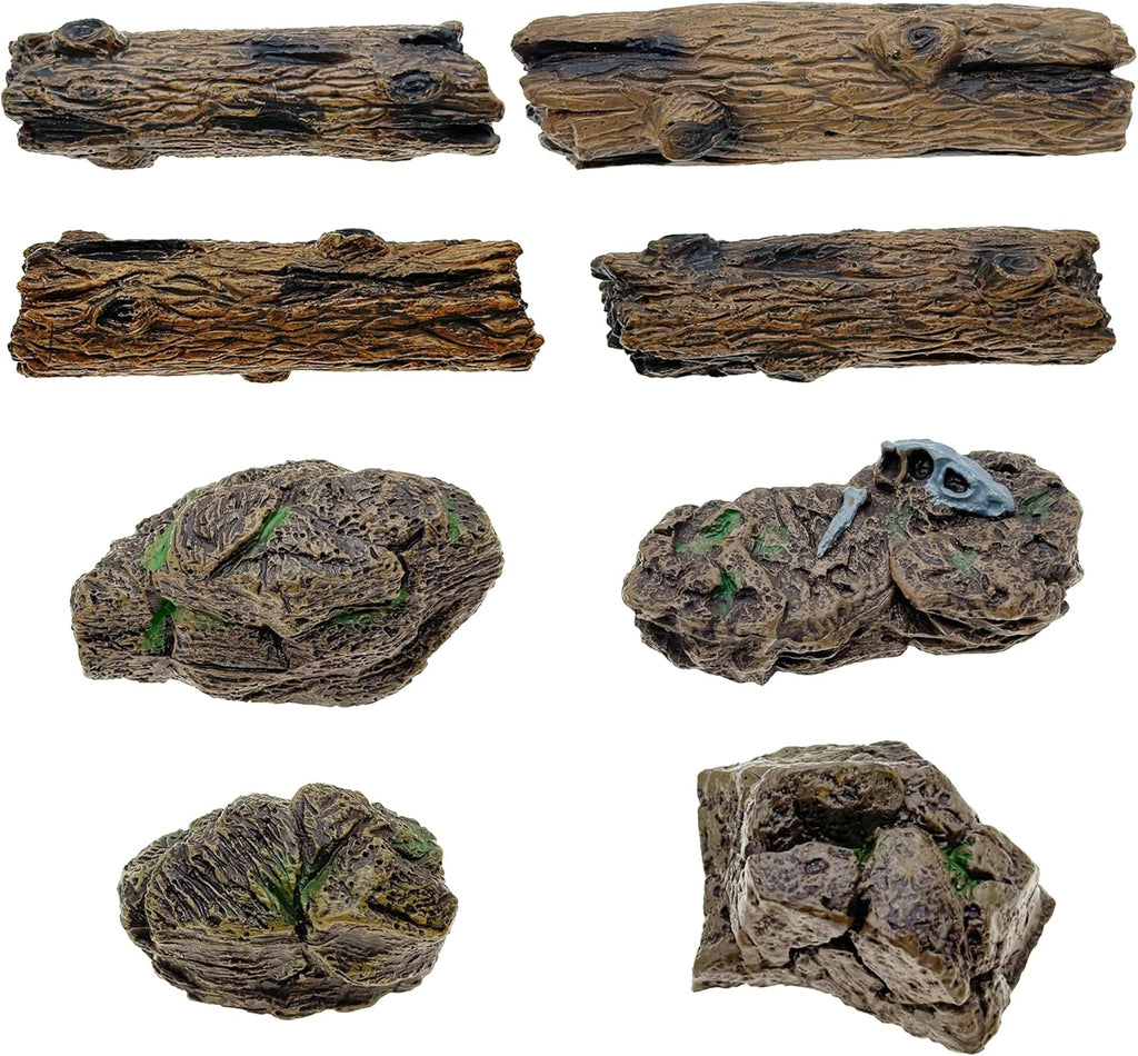 Cayway 8 PCS Miniature Tree Stumps Miniature Stone Rock Statue Mini Garden Figurines Stumps Ornaments for Micro Train Landscape Railway Sand Table