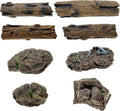Cayway 8 PCS Miniature Tree Stumps Miniature Stone Rock Statue Mini Garden Figurines Stumps Ornaments for Micro Train Landscape Railway Sand Table