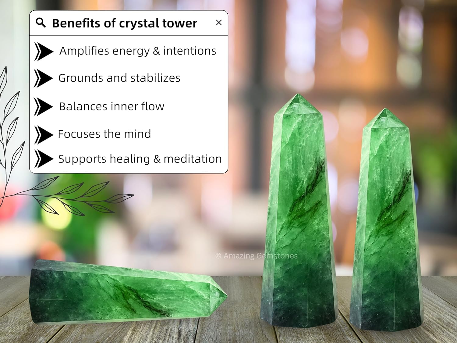 Amazing Gemstone Green Fluorite Crystal Towers - Natural Healing Crystal Point Obelisk for Reiki Healing and Crystal Grid (2 Inch to 3 Inch)