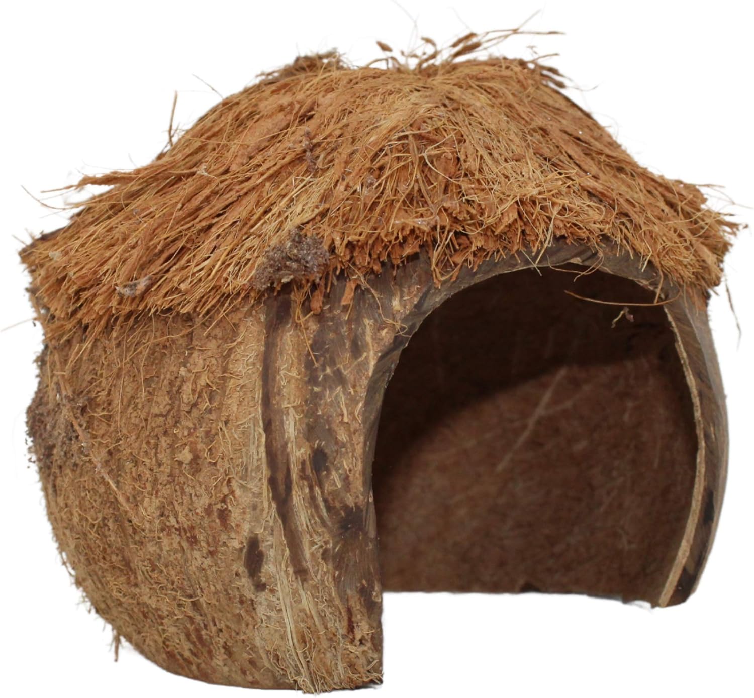 Needzo Hideout for Hermit Crabs, Reptiles, Natural Habitat Cage Decoration, 4x5 Inches (Coconut Tiki Hut)