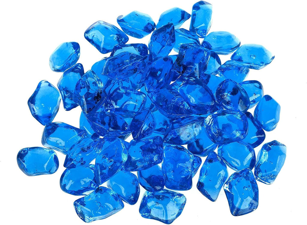 Onlyfire 1/2-Inch Polygon Fire Glass, 10 Pound Pack Glass Rock for Fireplace Fire Pit & Lanscaping, High Luster Cobalt Blue