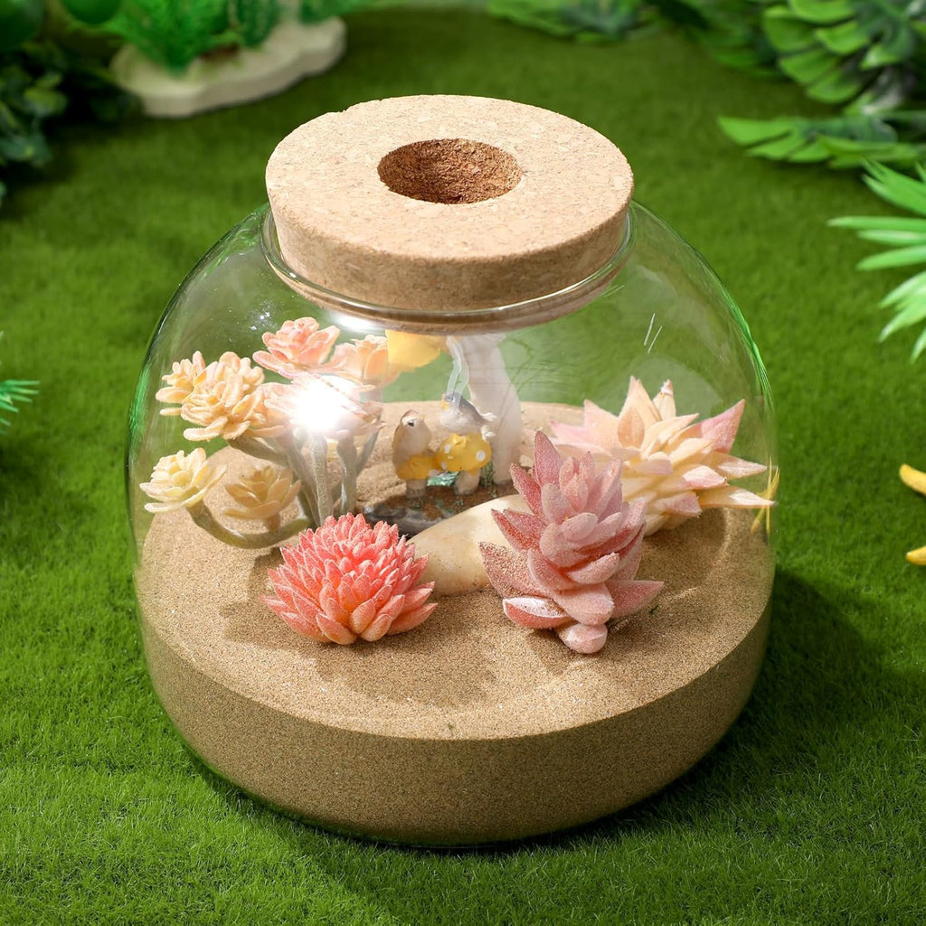 Yardwe Glass Terrarium Jar with Wood Stopper for Hydroponic Plants Mini Terrarium Kit Unique Fish Bowl Decor for Home and Office Clear Glass Propagation Vase