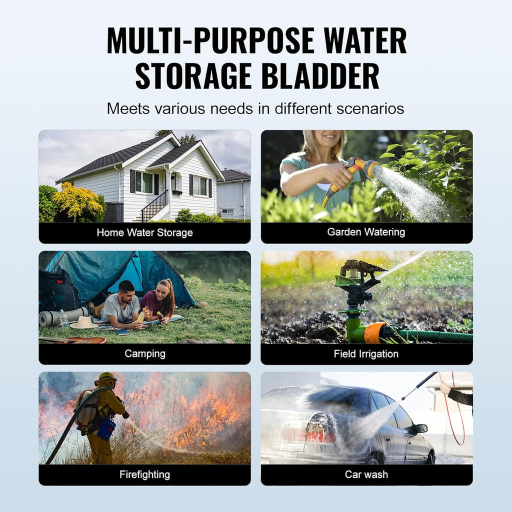 VEVOR 400L/105.7Gallon Water Storage Bladder, RV Water Tank, 1000D Blue PVC Collapsible Water Storage Containers, Large Capacity Soft Water Bag, Portable Water Bladder,Garden Irrigation, Camping