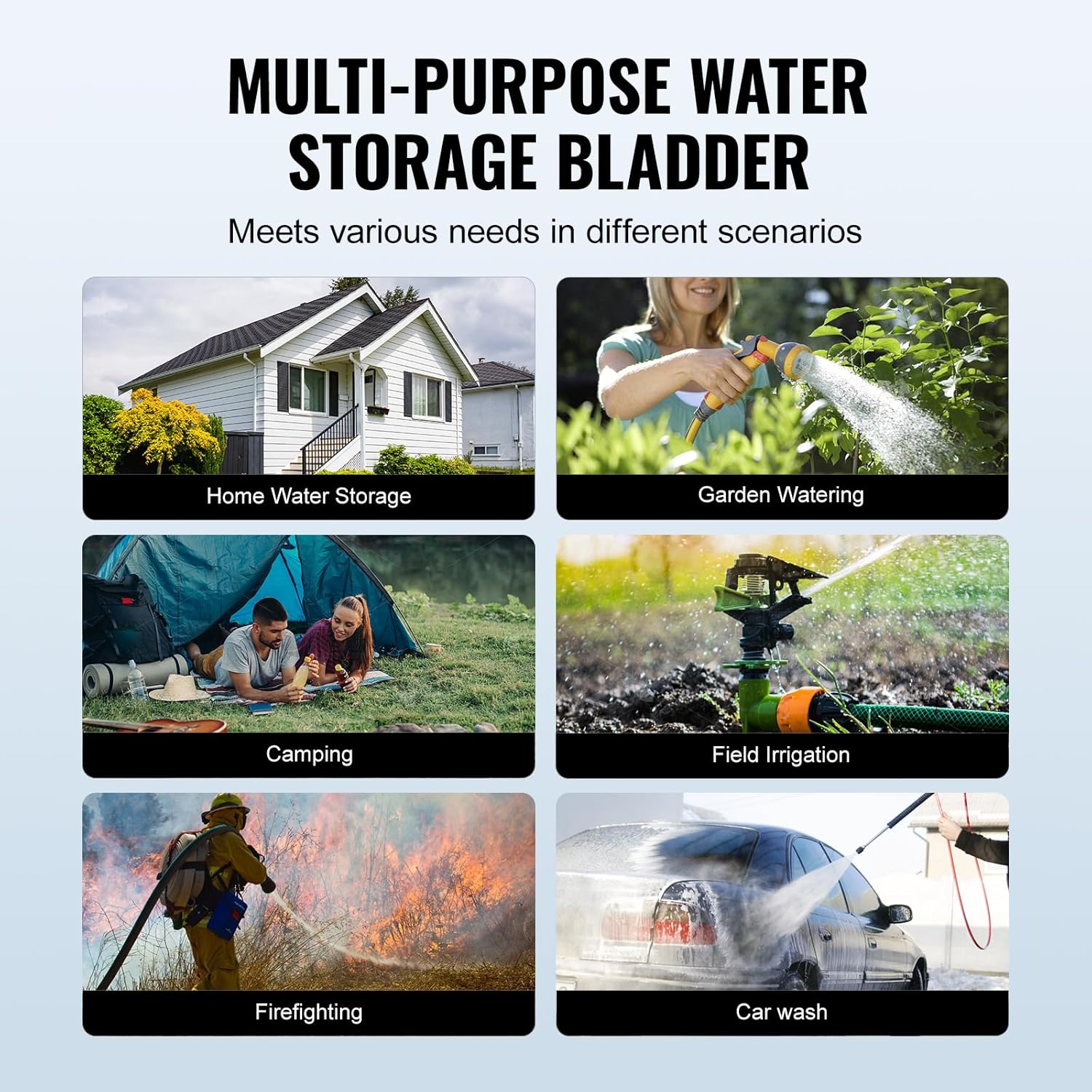 VEVOR 400L/105.7Gallon Water Storage Bladder, RV Water Tank, 1000D Blue PVC Collapsible Water Storage Containers, Large Capacity Soft Water Bag, Portable Water Bladder,Garden Irrigation, Camping