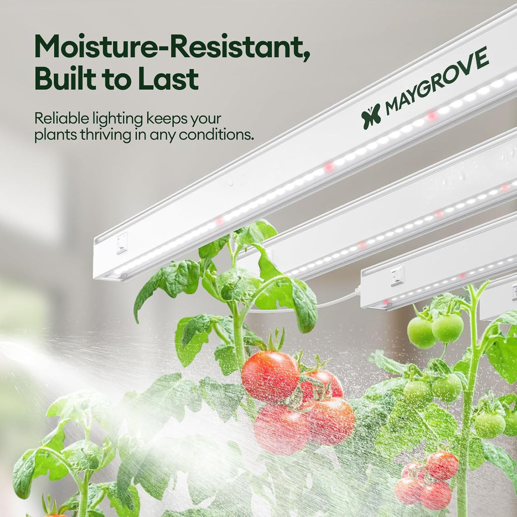 Grow Lights for Indoor Plants 1FT, Red-Enhanced Full Spectrum 5000K Grow Light, 28W(4 x 7W), T5 LED Grow Light Strips for Leafy Greens and Vegetables, High PPFD, Linkable, White, 4-Pack