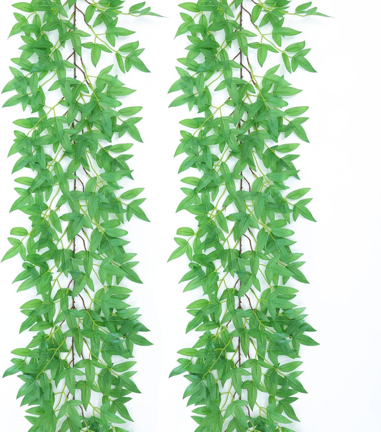 mizii 2 Strands Artificial Vines Nandina Garland 78" Fake Vine with Silk Green Leaves Faux Hanging Plants Greenery Decorations for Bedroom Table Centerpieces Wall Party Wedding Room Decor (Nandina)