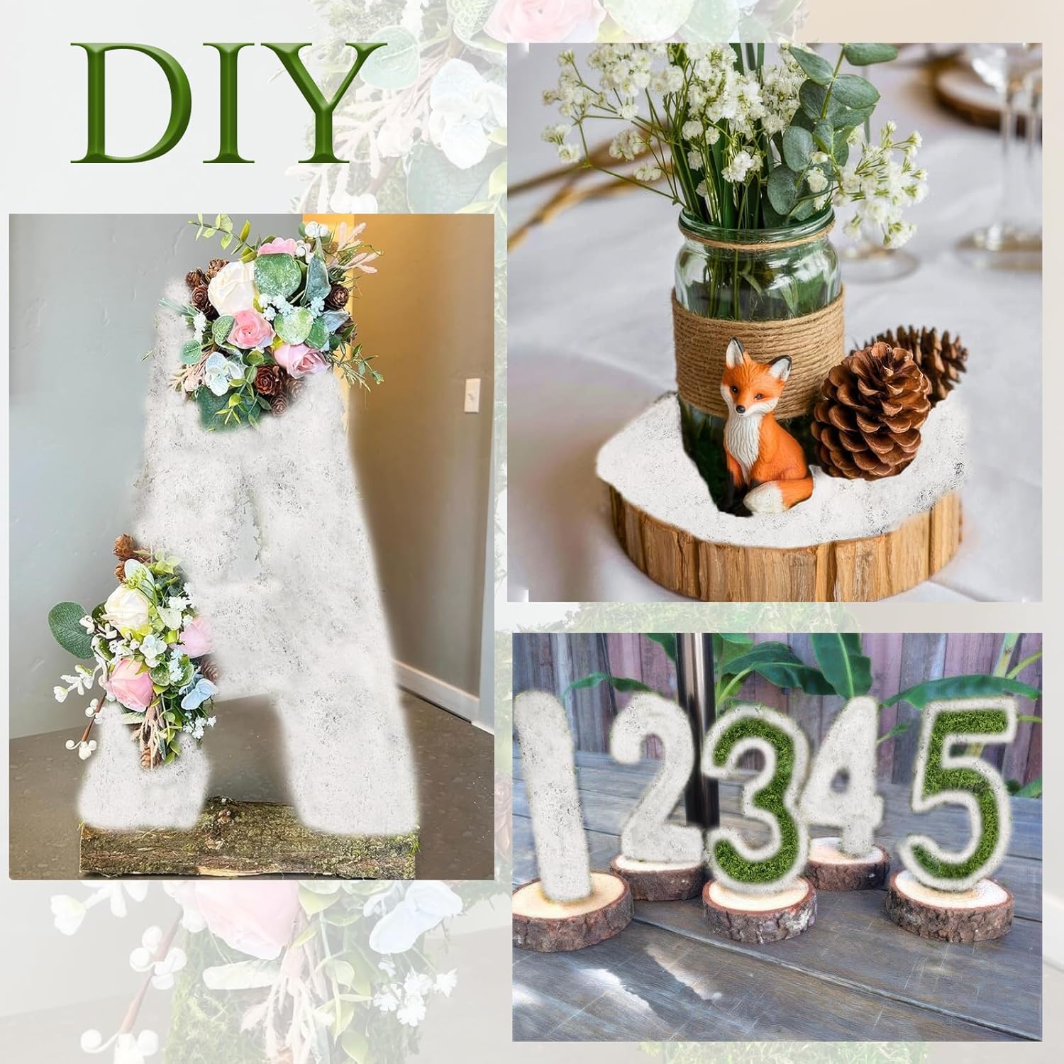 2 Pcs Fake Moss Table Runner Rolls for Decoration 4" x 47" Artificial Moss for Plants Indoor White Faux Grass for Planters Crafts DIY Table Centerpieces Fairy Garden Floral Wedding 10 x 120cm