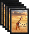 15x23 Picture Frame Set of 5, Wooden Frame Black for 15x23 Inch Picture Poster Photo with Durable Shatter Resistant Plexiglass,Wall Gallery Poster Photo frame 23 by 15 Frame for Wall best gift