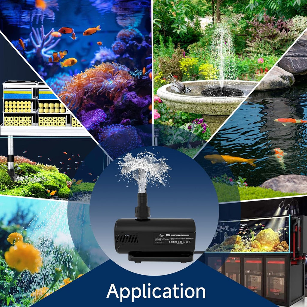 AQQA Aquarium Water Pump,Controllable Return Pump with LCD Display,Constant Flow Mode+Wave Making Mode+Feeding Mode,Submersible and inline Sump pump Pond Pump for Freshwater Saltwater (25W)