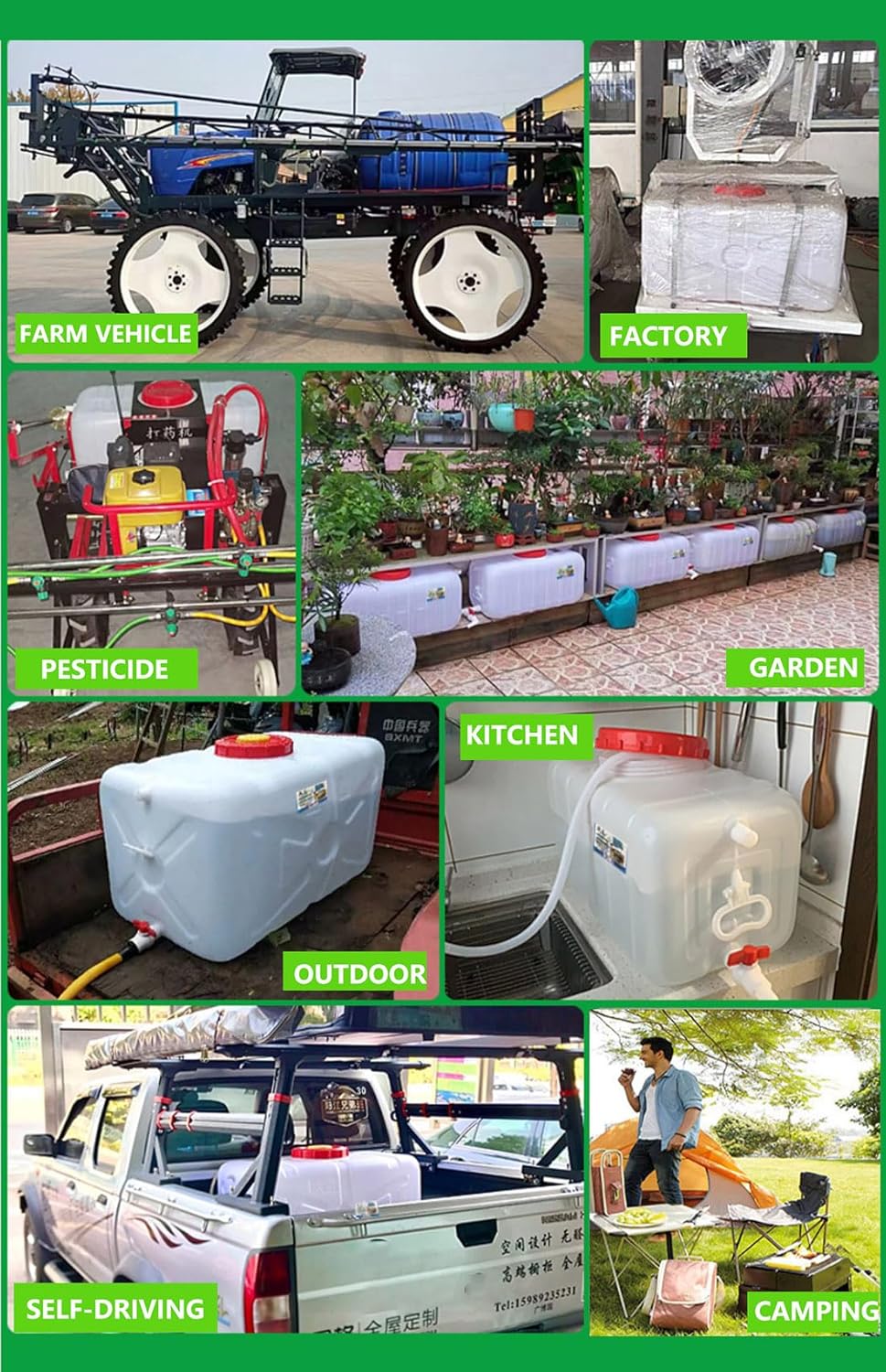 Water Storage Tank for Camping, Plastic Water Containers with Spigot for Emergency Water Storage Household Outdoor Camping Hiking Self-Driving Tour(Size:50L/13.2gallon)