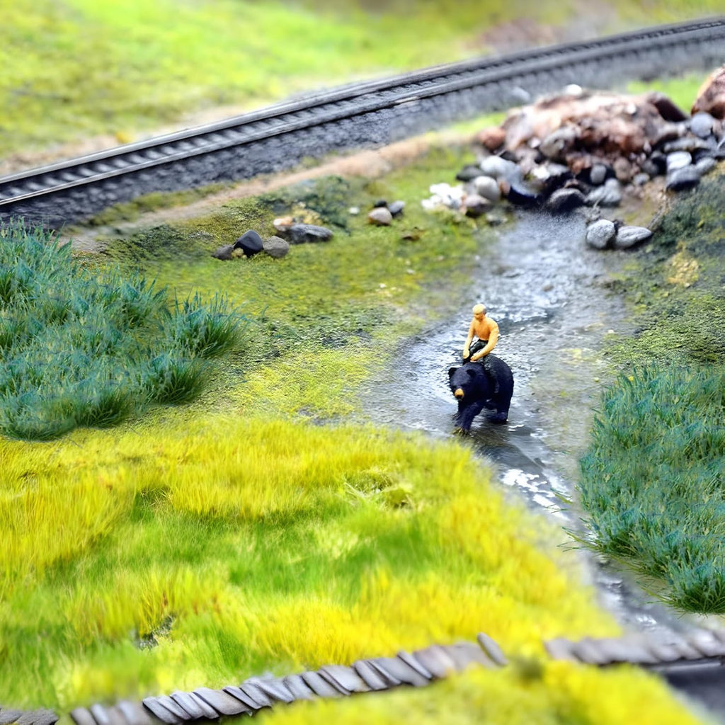 Warmtree 20 Pcs Static Grass Bushy Tufts Lowland Shrubs Scenery DIY Miniature for Train Landscape Railroad Scenery Sand Military Layout Model War Gaming Terrain(Blue)