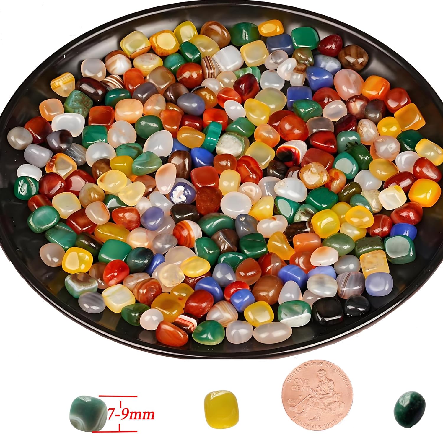 2Lb Pebbles for Indoor Plants, Vase, Succulent, Bamboo, 1/3" Plant Rocks for Pots Indoor, Small Decorative Colorful Agate Stone for Home Decor, Highly Polished