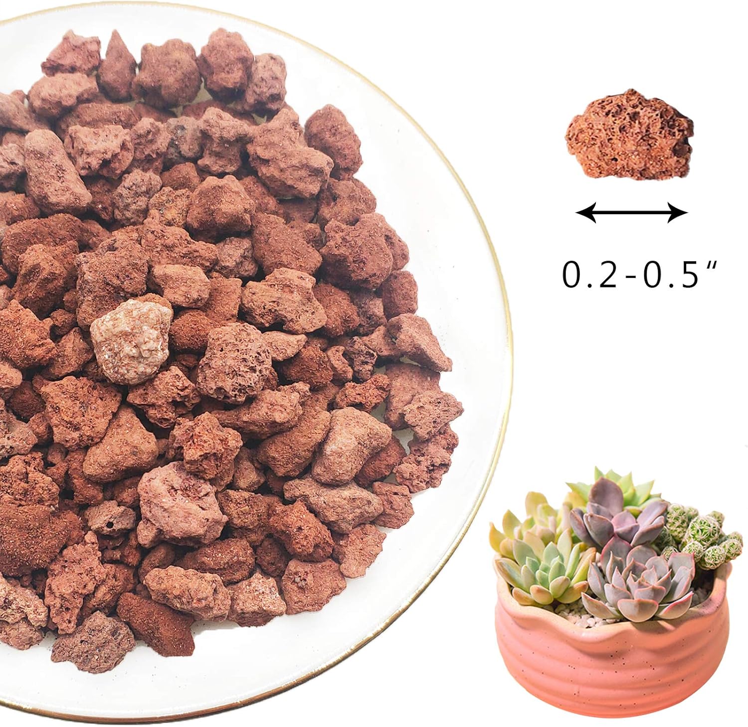 Red Lava Rocks for Plants -100% Pure Volcanic Rock No Dyes or Chemicals-Best Lava Stones Top Dressing for Cacti Succulents Plants,Bonsai-12LBS