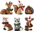 naturevibe Set of 6 Sisal Woodland Animals for Rustic Christmas Decorations, Forest Animals Figures with Holiday Accent as Christmas Table Decor or Holiday Decorations