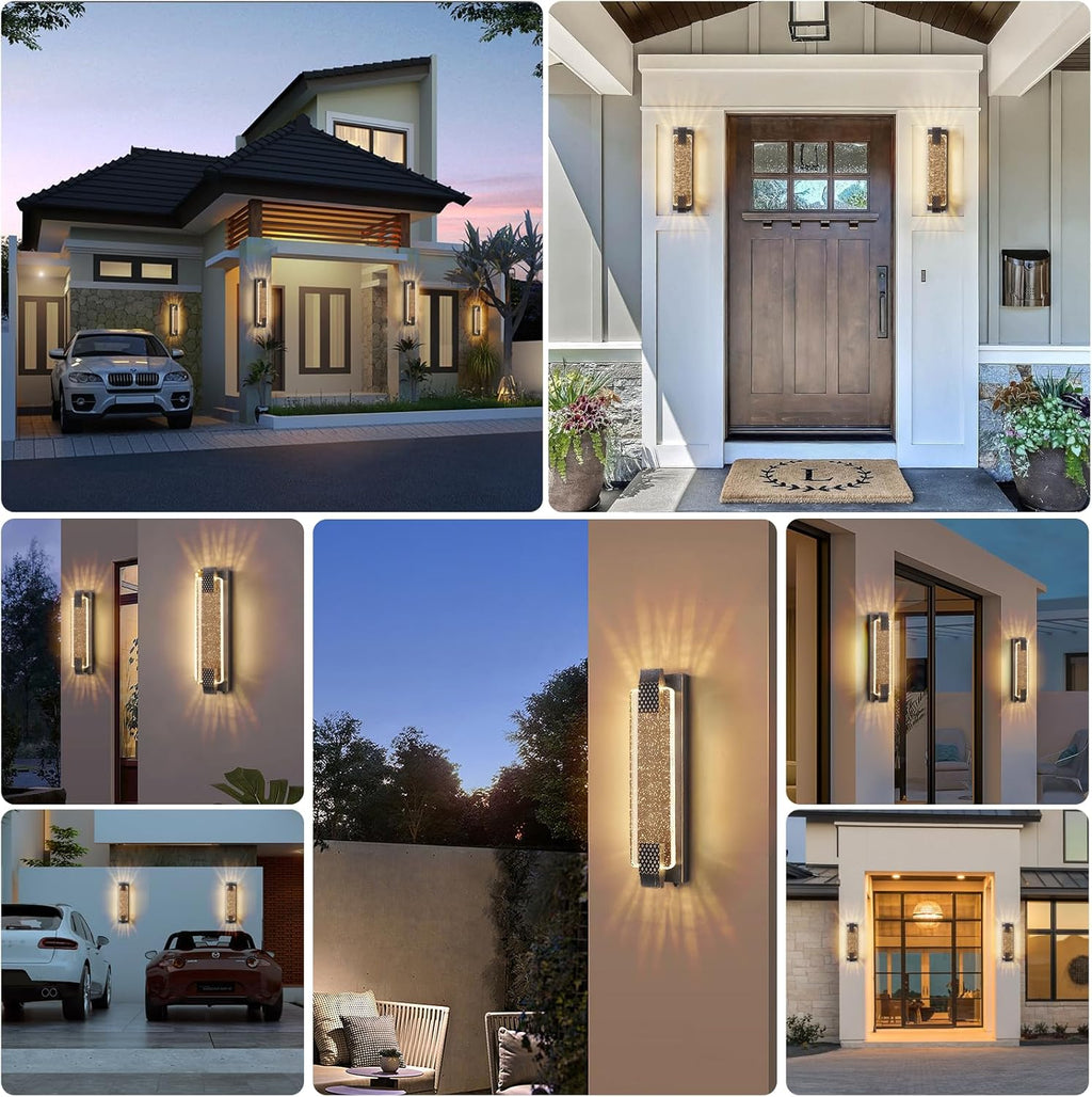 camuucci Dusk to Dawn Outdoor Light,19.7 Inches LED Porch Lights Outdoor Waterproof Modern Outside Sconce Wall Mount for Doorway Hallway Porch Patio Yard Doorway Bronze