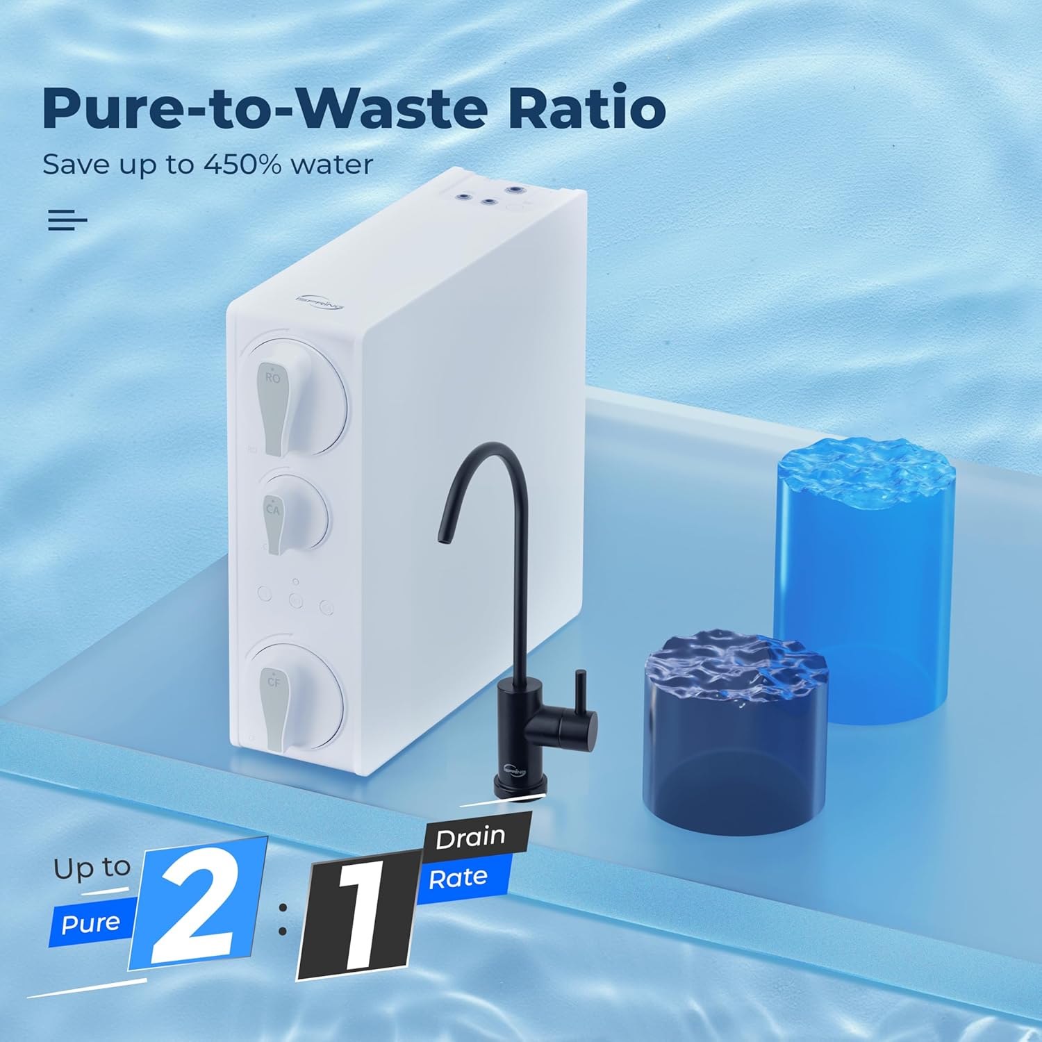 iSpring RO500AK-ORB Reverse Osmosis Water Filter, NSF 58 Certified, 500 GPD Tankless Under Sink RO System, Natural pH Alkaline Remineralization, 2:1 Pure to Drain Ratio, Oil Rubbed Black Faucet