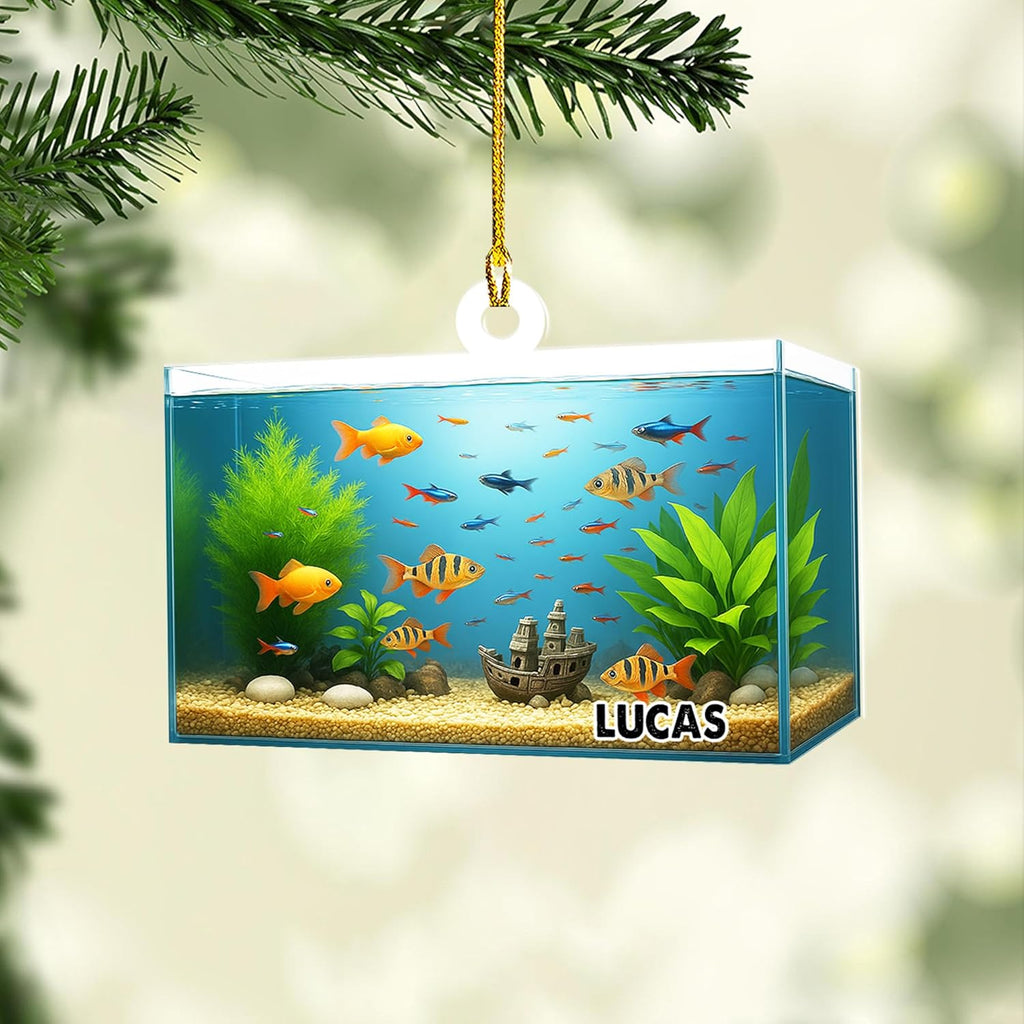 Personalized Aquarium Fish Tank Christmas Ornament 2025, Custom Name Clownfish Holiday Tree Decoration, Unique Keepsake Gift for Fish Lovers, Pet Owners, Kids, Aquarists (ON5)
