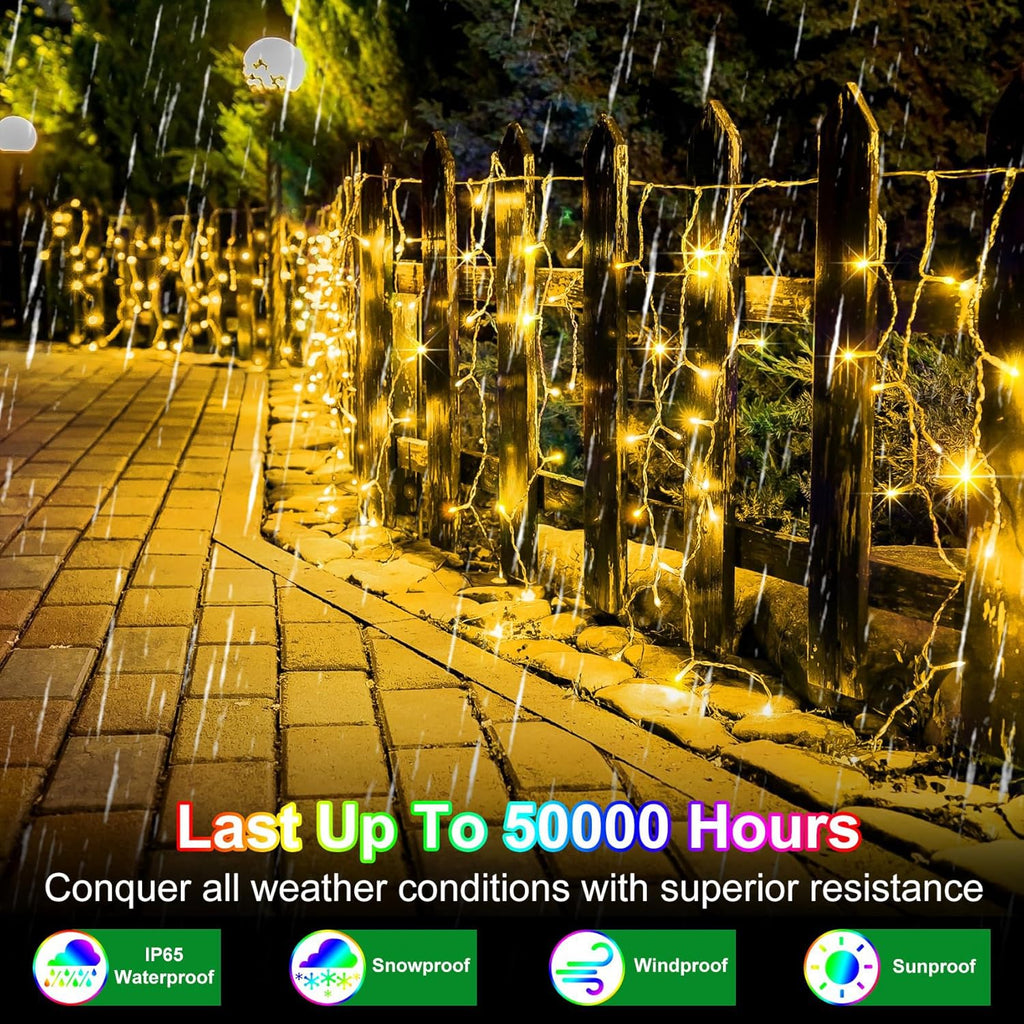 82FT 810 LED Outdoor Christmas Lights - 180 Ice Drops, 12 Pro Modes with Timer Memory & Brightness, Waterproof Hanging Ice String Light for Holiday Wedding Garden Fence House Decor (Warm White)