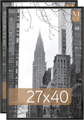 MCS Trendsetter Movie Poster Frame 27x40 Black High-Gloss, Vertical & Horizontal Wall Hanging Large Picture Frame for Photos, Artwork & Custom Posters (2-Pack)